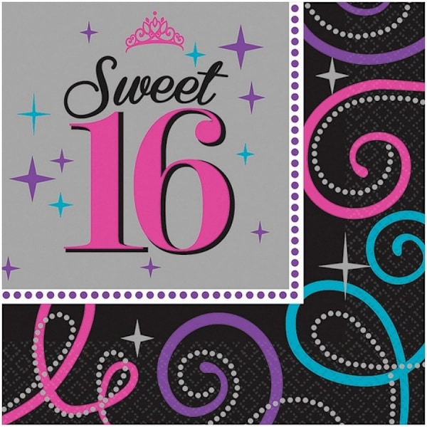 Amscan Sweet Sixteen Servetter (16-pack) En Storlek Flerfärgad Multicoloured One Size