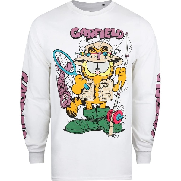 Garfield Herr Angler Långärmad T-shirt M Vit White M