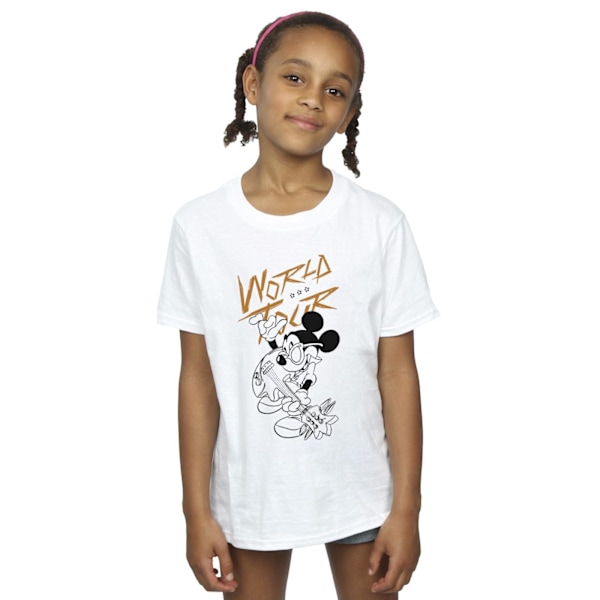 Disney Girls Mickey Mouse World Tour Line Bomull T-shirt 3-4 år White 3-4 Years