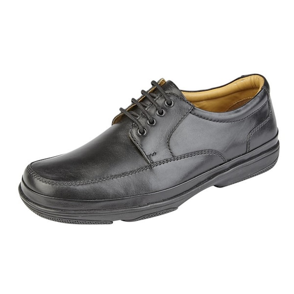 Roamers herr läder bred passform 4 ögla Deluxe casual skor 11 UK B Black 11 UK