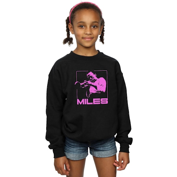 Miles Davis Girls Pink Square Sweatshirt 7-8 år Svart Black 7-8 Years