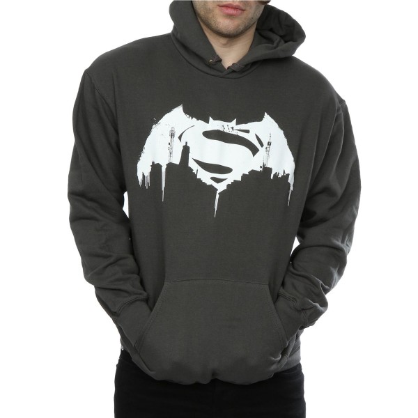 DC Comics Herr Batman v Superman Beaten Logo Hoodie S Svart Black S