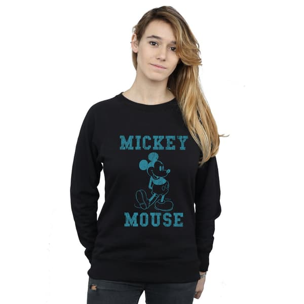 Disney Dam/Kvinnor Mickey Mouse Distressed Kick Mono Sweatshirt Black S