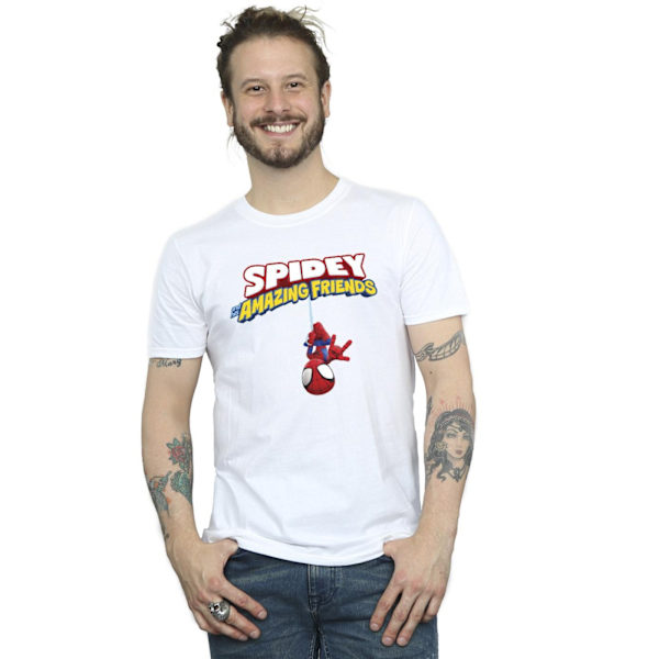 Marvel Herr Spider-Man Hänger Upp och Ner T-shirt XXL Vit White XXL