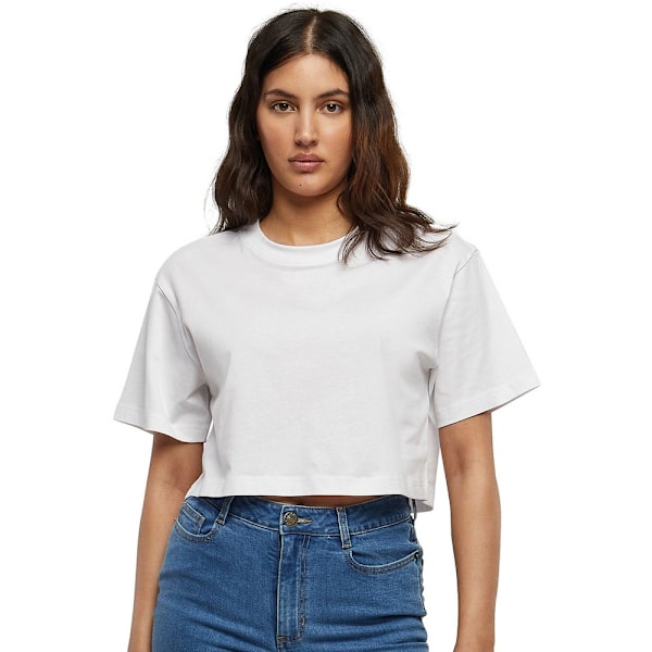 Bygg ditt varumärke Dam/Dam Oversized Kortärmad Crop Top White XL