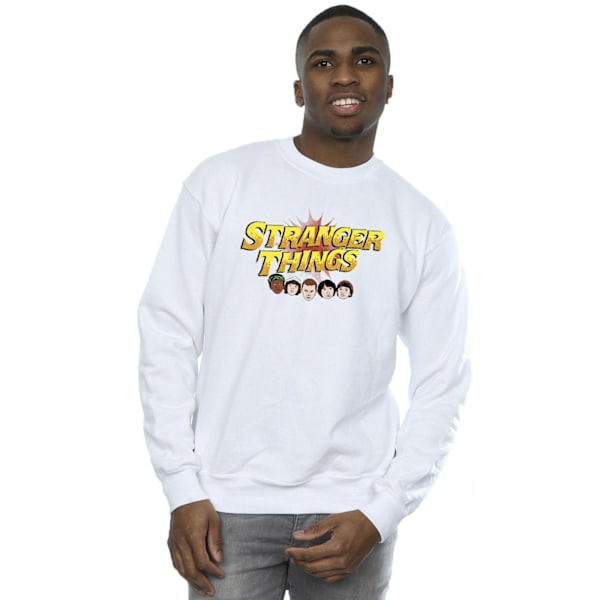 Netflix Mens Stranger Things Comic Heads Sweatshirt 4XL Vit White 4XL