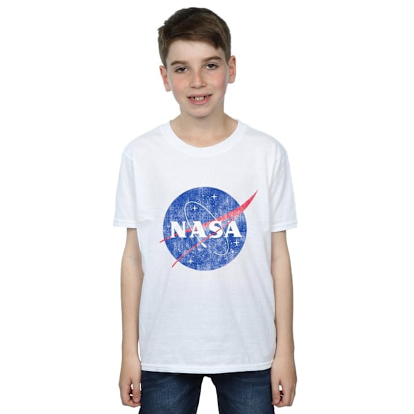 NASA Boys Classic Insignia Logo Distressed T-Shirt 12-13 år White 12-13 Years