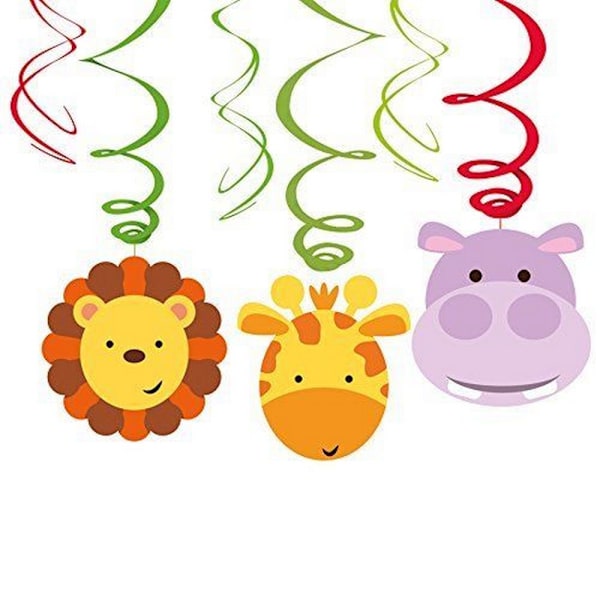 Amscan Jungle Friends Animals Swirls Hängande Dekoration En Pac Multicoloured One Pack