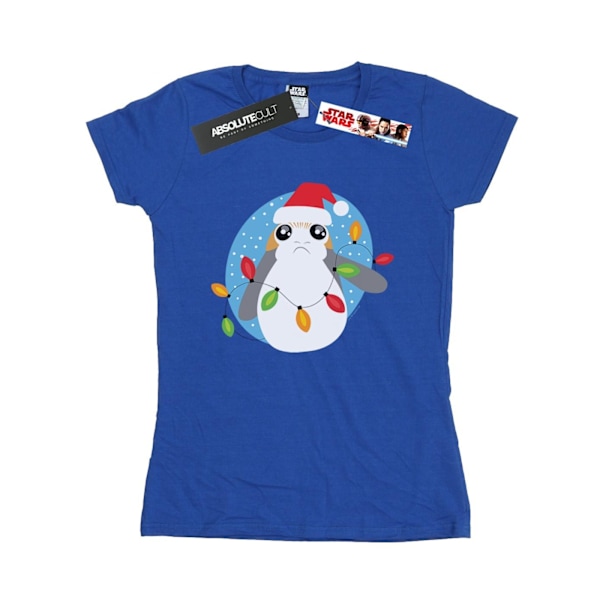 Star Wars Dam/Damer The Last Jedi Porg Julbelysning Bomull T-shirt Royal Blue M