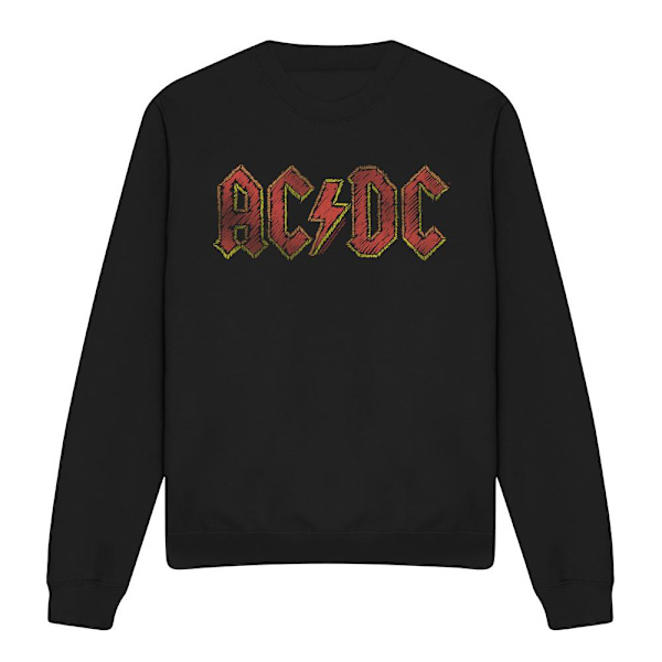 AC/DC Unisex Vuxen Handritad Logotyp Sweatshirt XL Svart Black XL