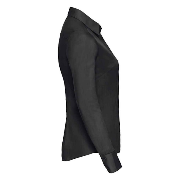 Russell Collection Dam/Damer Poplin Fitted Långärmad Formell Skjorta Black 20 UK