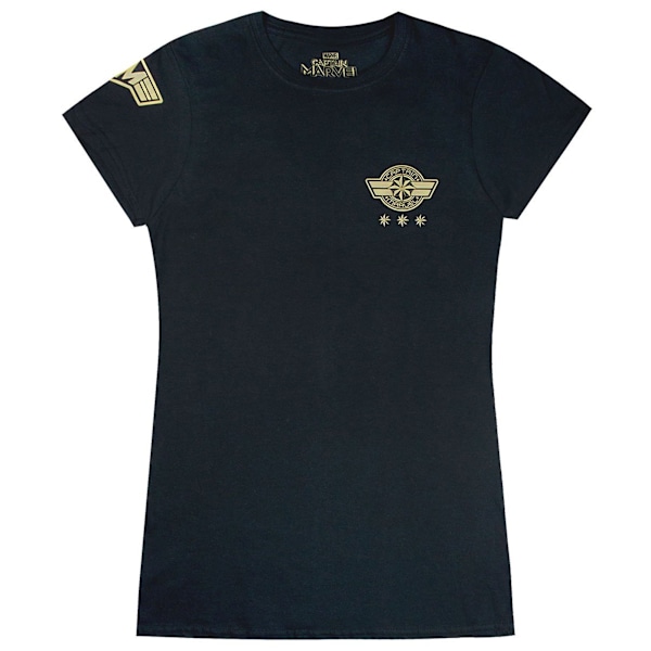 Captain Marvel Dam/Kvinnor Sköld Fickplacering T-shirt L Black L