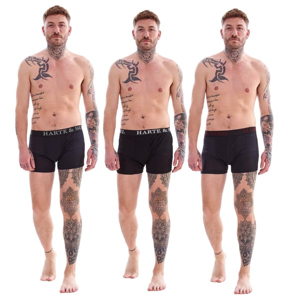 Harte & Soul Herr Plain Bambu Boxerkalsonger (12-pack) L Svart Black L