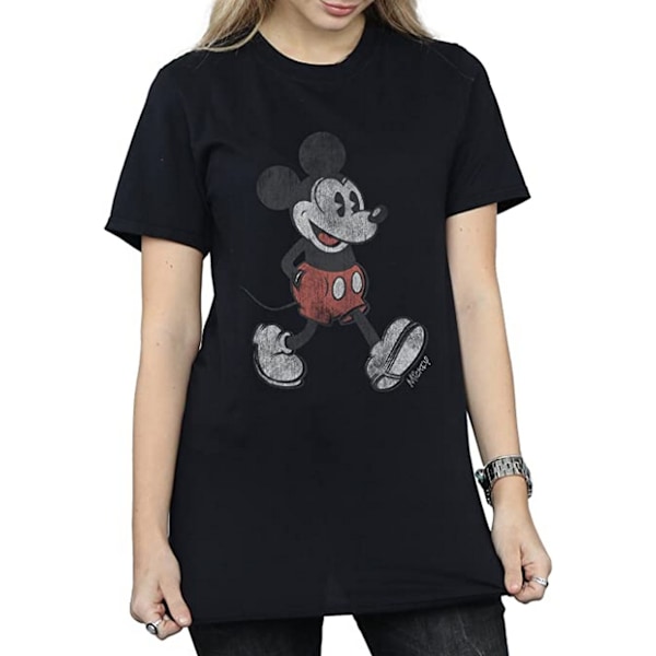 Disney Dam/Kvinnor Walking Mickey Mouse Bomull Boyfriend T-Sh Black XXL