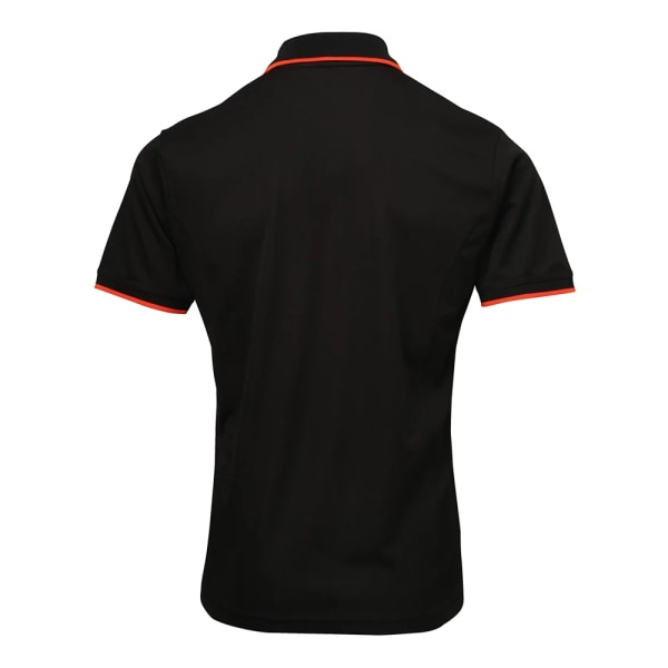 Premier Mens Coolchecker Contrast Pique Polo Shirt S Svart/Orange Black/Orange S