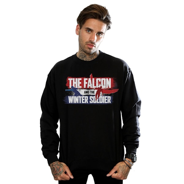 Marvel Herr The Falcon And The Winter Soldier Action Logo Sweatshirt Black 3XL