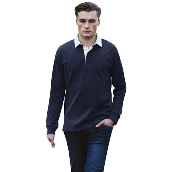 Front Row Herr Premium Långärmad Rugbytröja/Topp L Marinblå Navy L