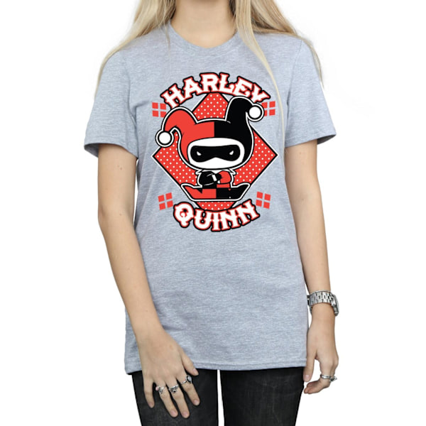 Harley Quinn Dam/Damer Chibi Bomull Boyfriend T-Shirt S Spo Sports Grey S