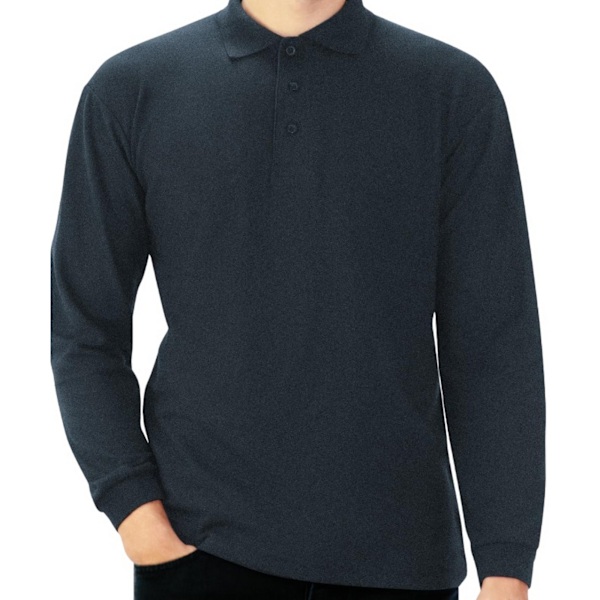 Casual Classic Herr Långärmad Polo 3XL Mörk Heather Dark Heather 3XL
