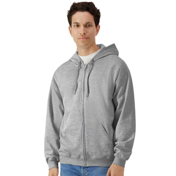 Gildan Herr Softstyle Mellantjock Full Zip Hoodie M Sportgrå Sports Grey M