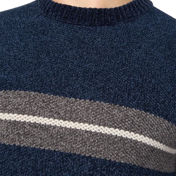 Crosshatch Herr Roundall Chenille Stickad Tröja M Marinblå Navy M