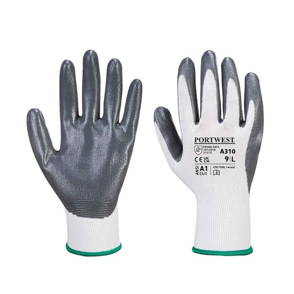 Portwest Unisex Adult A310 Flexo Nitrile Säkerhetshandskar 9 Grå Grey 9