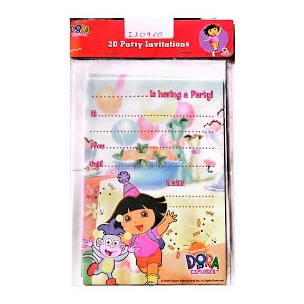 Dora The Explorer Logofest Inbjudningar (Paket med 20) En Storlek Multicoloured One Size