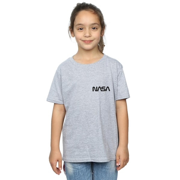 NASA Girls Modern Logo Chest Cotton T-Shirt 7-8 år Sports Grå Sports Grey 7-8 Years