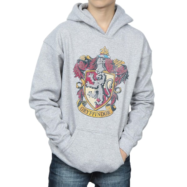 Harry Potter Pojkar Gryffindor Distressed Crest Hoodie 12-13 År Sports Grey 12-13 Years