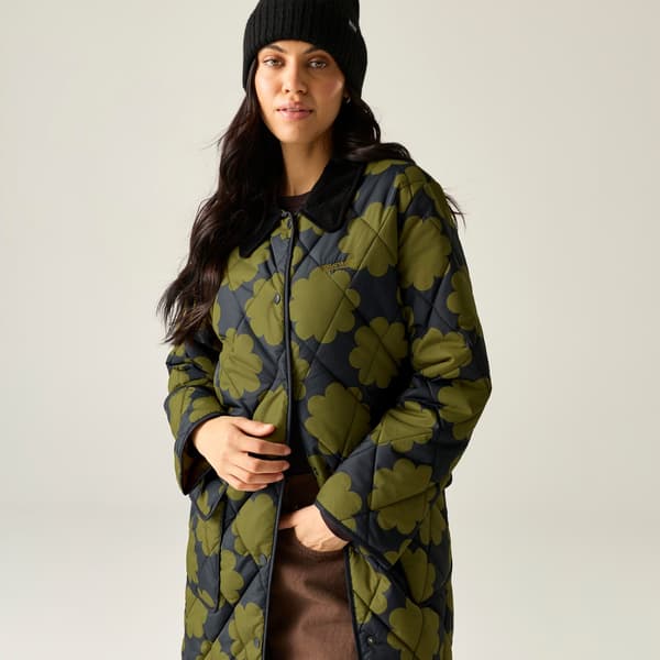 Regatta Dam Sun Daisy Quilted Mellanlång Jacka 16 UK Olive 16 UK
