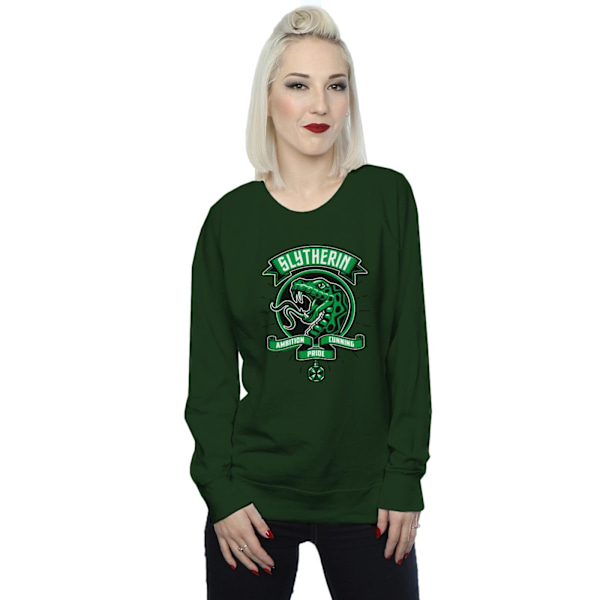Harry Potter Dam/Kvinnor Slytherin Toon Crest Sweatshirt M Fo Forest Green M