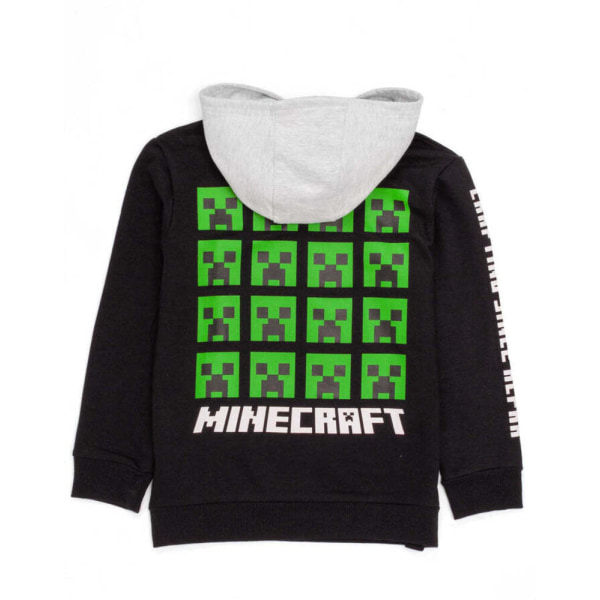 Minecraft Boys Creeper Hoodie 10-11 år Svart/Grå/Grön Black/Grey/Green 10-11 Years