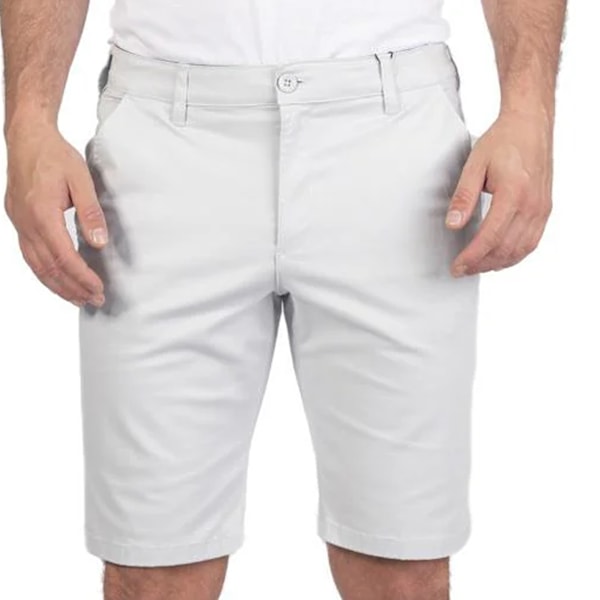 Island Green Golfshorts för män med kontrasterande kant 36R Ljusgrå Light Grey 36R