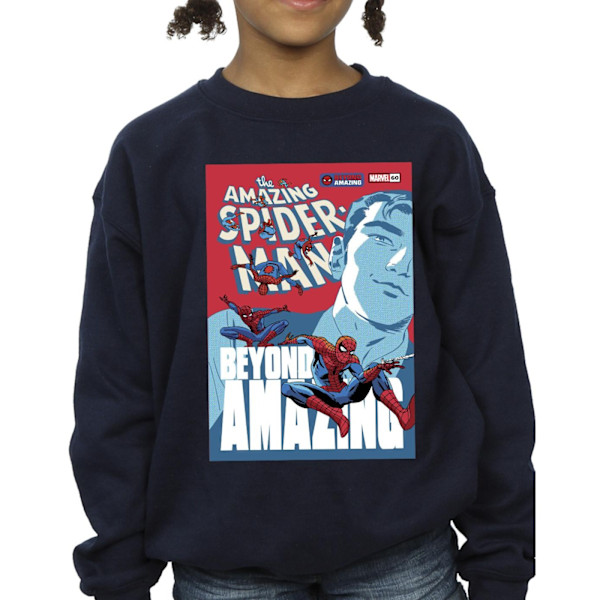 Marvel Girls Spider-Man Beyond Amazing Cover Sweatshirt 5-6 år Navy Blue 5-6 Years