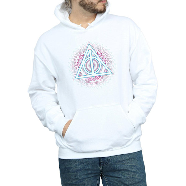 Harry Potter Neon Deathly Hallows Hoodie S Vit White S