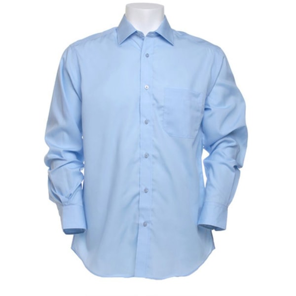 Kustom Kit Herr Premium icke-järn långärmad skjorta 16,5 tum Lig Light Blue 16.5inch