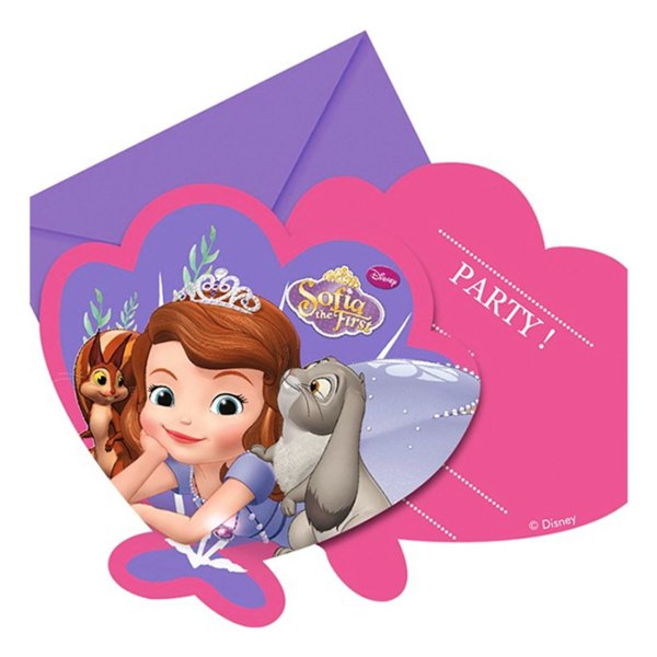 Sofia The First Invitations (Pack om 6) One Size Rosa/Lila/Wh Pink/Purple/White One Size