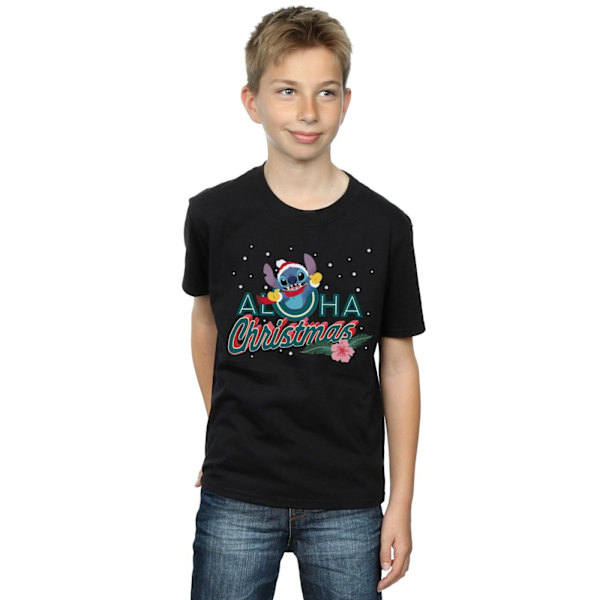 Disney Boys Lilo And Stitch Aloha Christmas T-Shirt 7-8 År B Black 7-8 Years