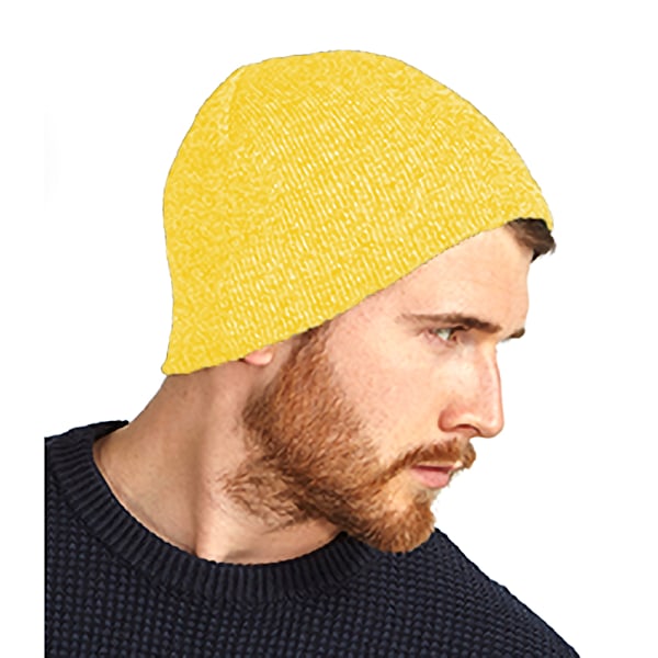 Beechfield Plain Basic Knitted Winter Beanie Hat One Size Yello Yellow One Size