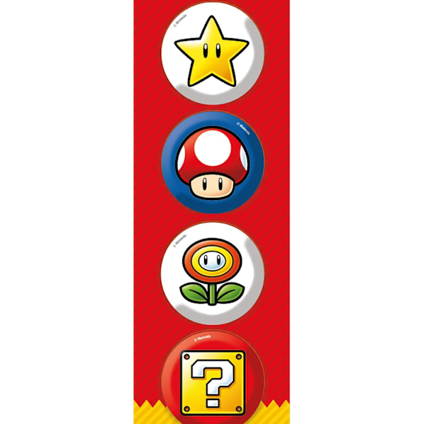 Super Mario Nödvändig Suddgummi (4-pack) Storlek: One Size Röd/Gul Red/Yellow One Size