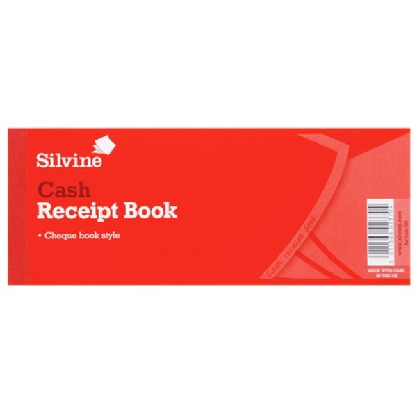 Silvine Kvittobok i Checkhäfteformat, 40 Blad, 3 tum x 8 tum, Röd Red 3in x 8in