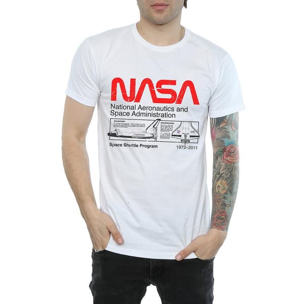 NASA Herr Space Shuttle Bomull T-shirt 3XL Vit White 3XL