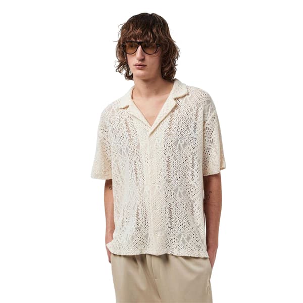 Represent Herrskjorta i bomull med virkade detaljer S Off White Off White S