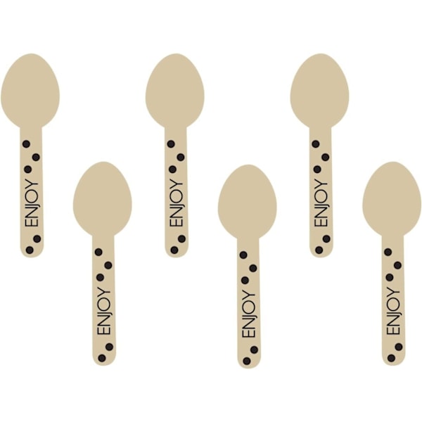 Amscan Engångsskedar i trä med prickar (12-pack) One Size W Wood/Black One Size