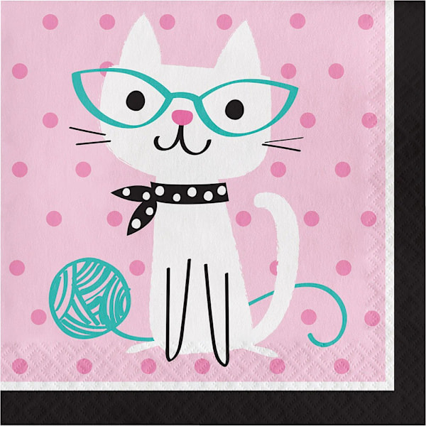 Kreativa festkatt-servetter (16-pack) En storlek stift Pink/White/Black One Size