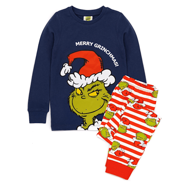 The Grinch Barn/Barn Slim Jul Lång Pyjamas Set 3-4 År Blue/Red/White 3-4 Years