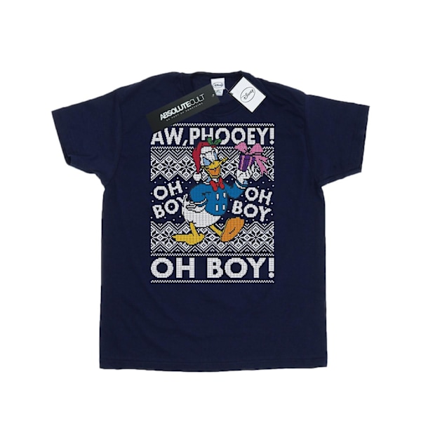 Disney herr Donald Duck jul Fair Isle T-shirt 3XL marinblå Navy Blue 3XL