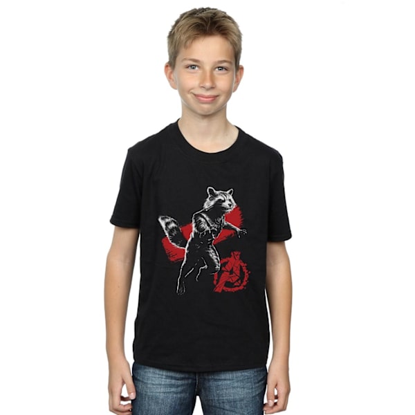 Marvel Pojkar Avengers Endgame Mono Rocket T-Shirt 7-8 År Svart Black 7-8 Years