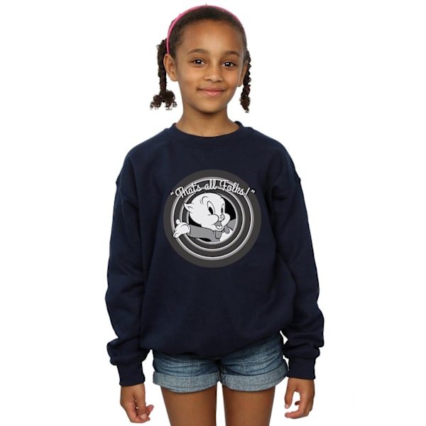 Looney Tunes Girls Porky Pig That´s All Folks Sweatshirt 5-6 År Marinblå Navy Blue 5-6 Years