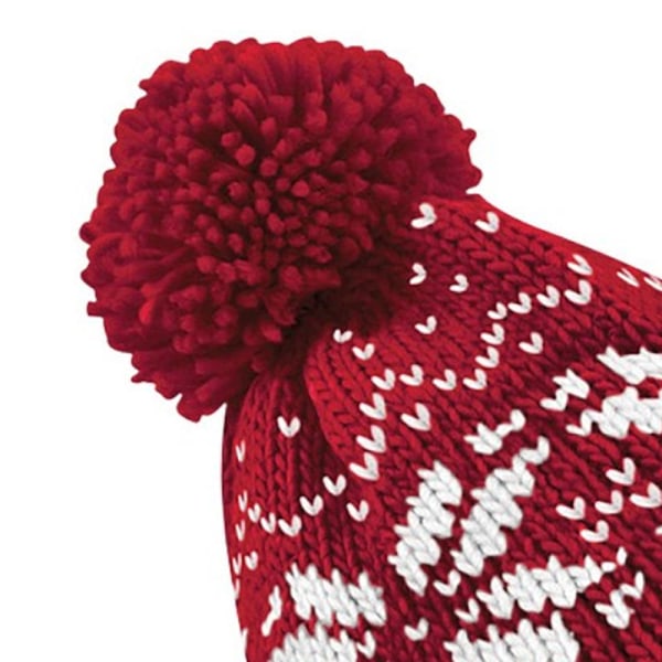 Beechfield Unisex Fair Isle Snowstar Winter Beanie Hat One Size Classic Red / White One Size
